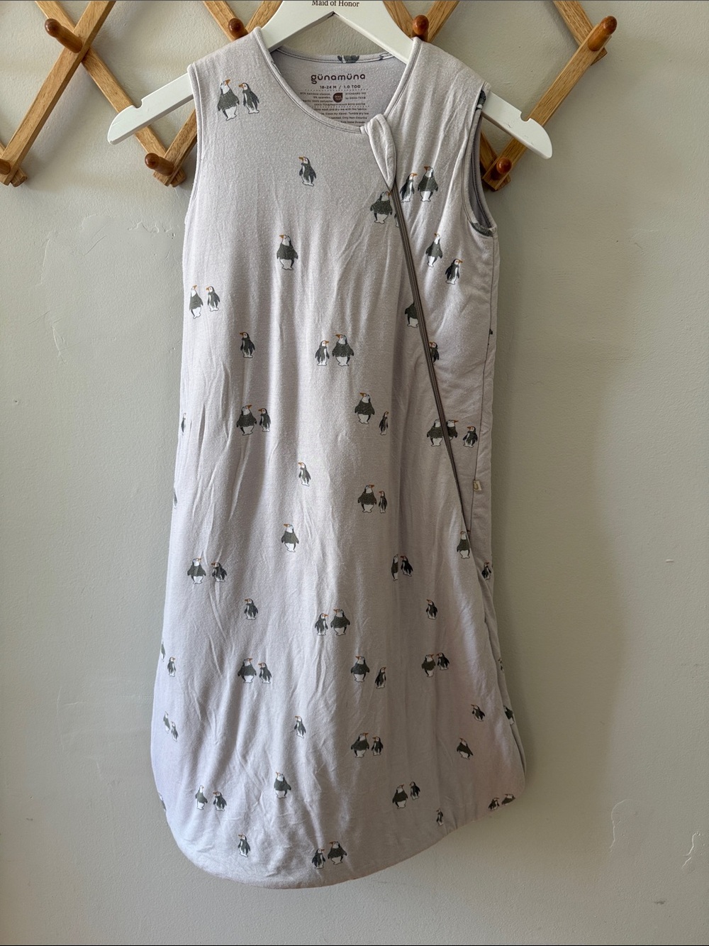 GUNAMUNA Bamboo Viscose Penguin Sleep Sack 1.0 TOG 18-24M Gray